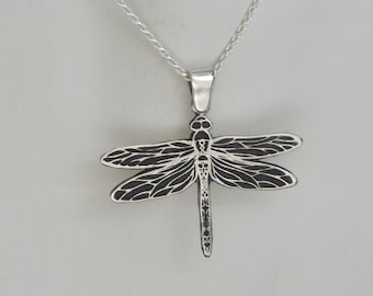 Sterling Silver Dragonfly Pendant Dragonfly Necklace Made in Montana Fine Jewelry Gift Damselfly Necklace Anniversary Gift for Wife Birthday
