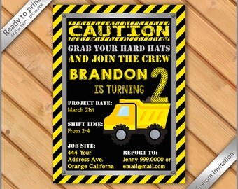 50% OFF SALE -Construction Birthday Invitation, Construction Party, Construction Birthday, Construction Invitation #5
