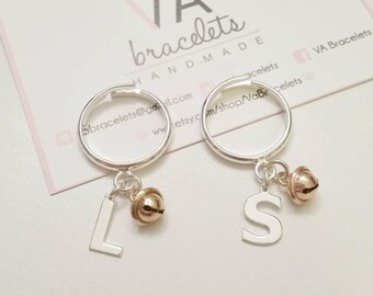 Ring Silver 925 with little Bell and initial letter