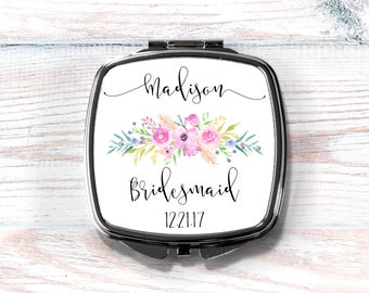 Compact Mirror, Personalized Compact Mirror, Bridesmaid Gift, Maid of Honor Gift, Swag Bag Favor, Swag Bag Gift Bridal Party Gift,
