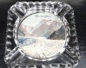 vintage french glass ashtray, french collectible, french souvenir