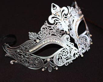 Silver Lace Mask, masquerade mask, Free Shipping