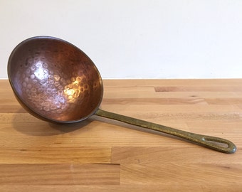 Vintage Hammered Copper Ladle Dipper Brass Handle | Traditional Kitchen French Kitchen