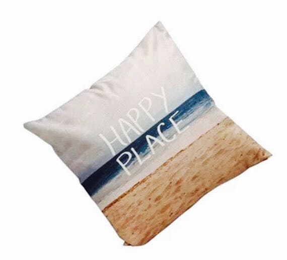 My Happy Place Beach Decor 18 zippered Pillow Cover