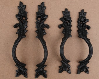 3" 3.78" Retro Black Cabinet Handles Dresser Knobs Pulls Drawer Pull Handles Door Handle Pull French Provincial Cupboard Hardware 78 96 mm