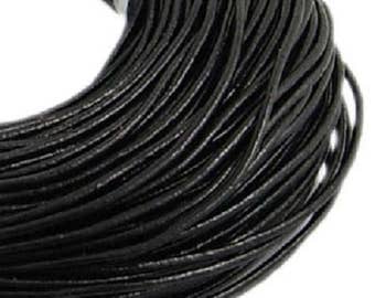 3 mètres de cordon de cuir noir véritable épaisseur 1 mm