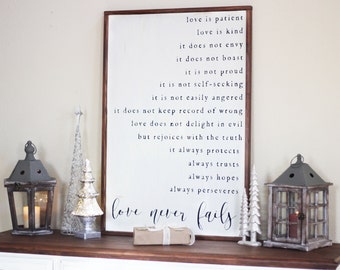 Love is patient Wood Sign - Framed sign - 2 by 3 Wooden Sign - Farmhouse Decor - Fixer Upper - Rustic Sign - Custom Sign - Religious Sign