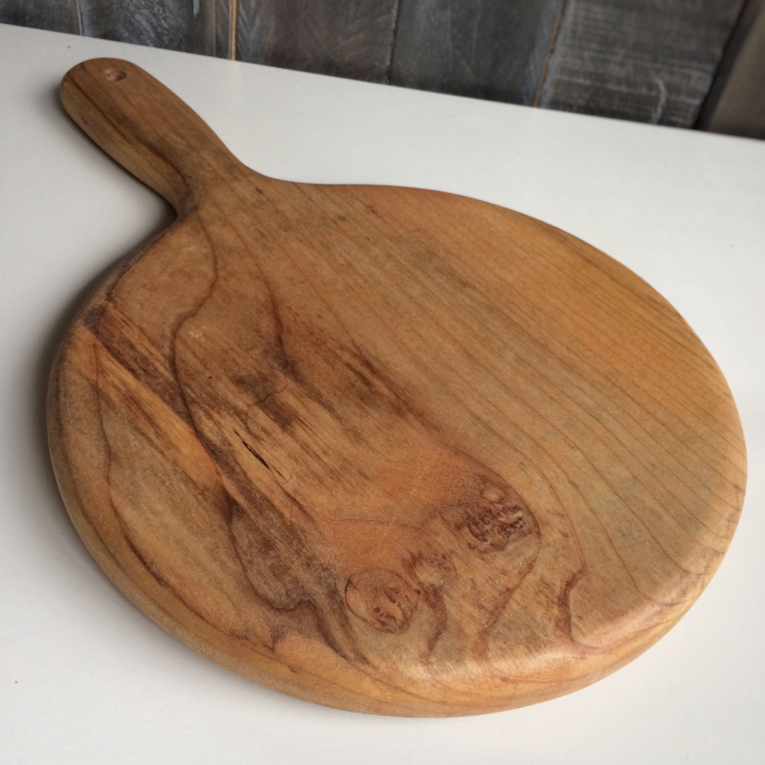 Round Solid Maple Paddle Cutting Board Cheese by MakeitVintge