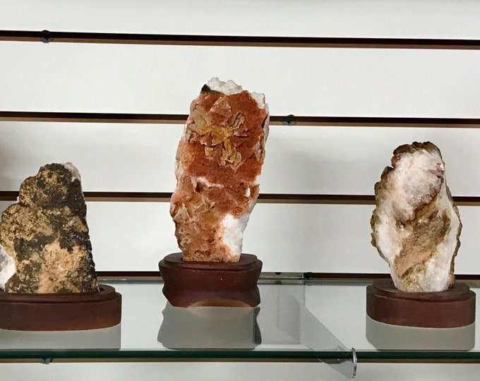 Citrine Cluster on Wood Base From Brazil- High Quality AAA Grade Fung Shui \ Orange \ Wealth \ Healing Stone \ Chakra Stones \ Money Stone