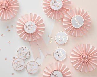Pink & Rose Gold Hen Party Badges - Team Bride