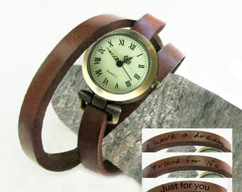 Women watches personalized, leather bracelet watch, Custom creation,Leather engraving,handmade women watches,bracelet handmade womens
