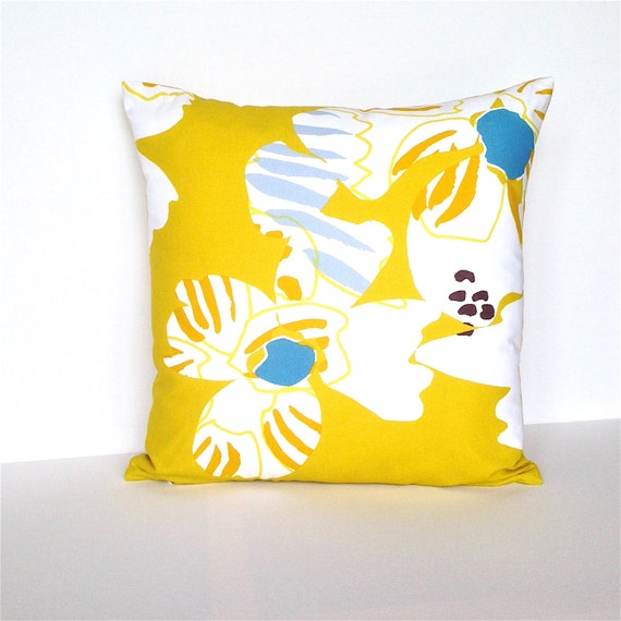 Marimekko Citrine Yellow Cushion Cover. Scandinavian Pillow.