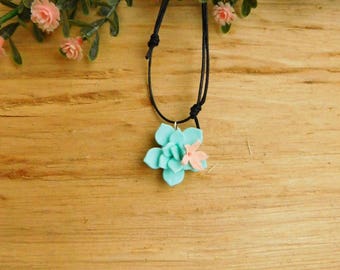 Succulent jewelry Choker necklace Bridesmaid gift Floral Blue jewelry Nature Gift|for|her Summer jewelry Flower necklace gift|for|girlfriend