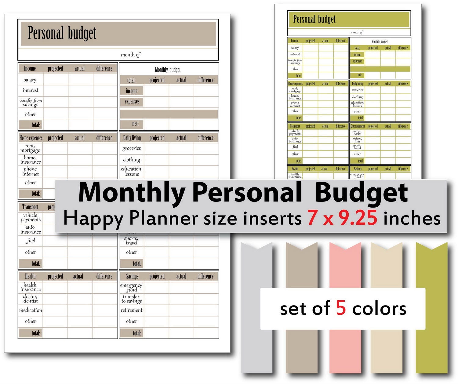 budget planner printable finance planner insert monthly