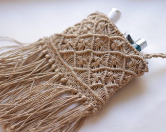 Small knitting notions bag Knit/Crochet/cross stitch/vision art project bag purse Zip lock case Boho Hippie Bohemian long fringle handbag