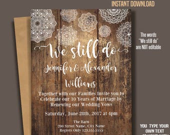 We Still Do Invitation Wedding Anniversary Templates Renewing Vows Rustic Wood And Mandala We Still Do Invitation Wedding Anniversary Templates Renewing Vows Rustic Wood And Mandala