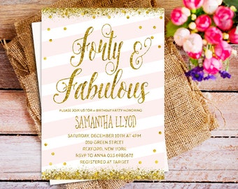 Confetti birthday invitation, pink gold Confetti Surprise 50th Birthday Invitation, Pink and Gold Birthday, 40th birthday, 20th birthday
