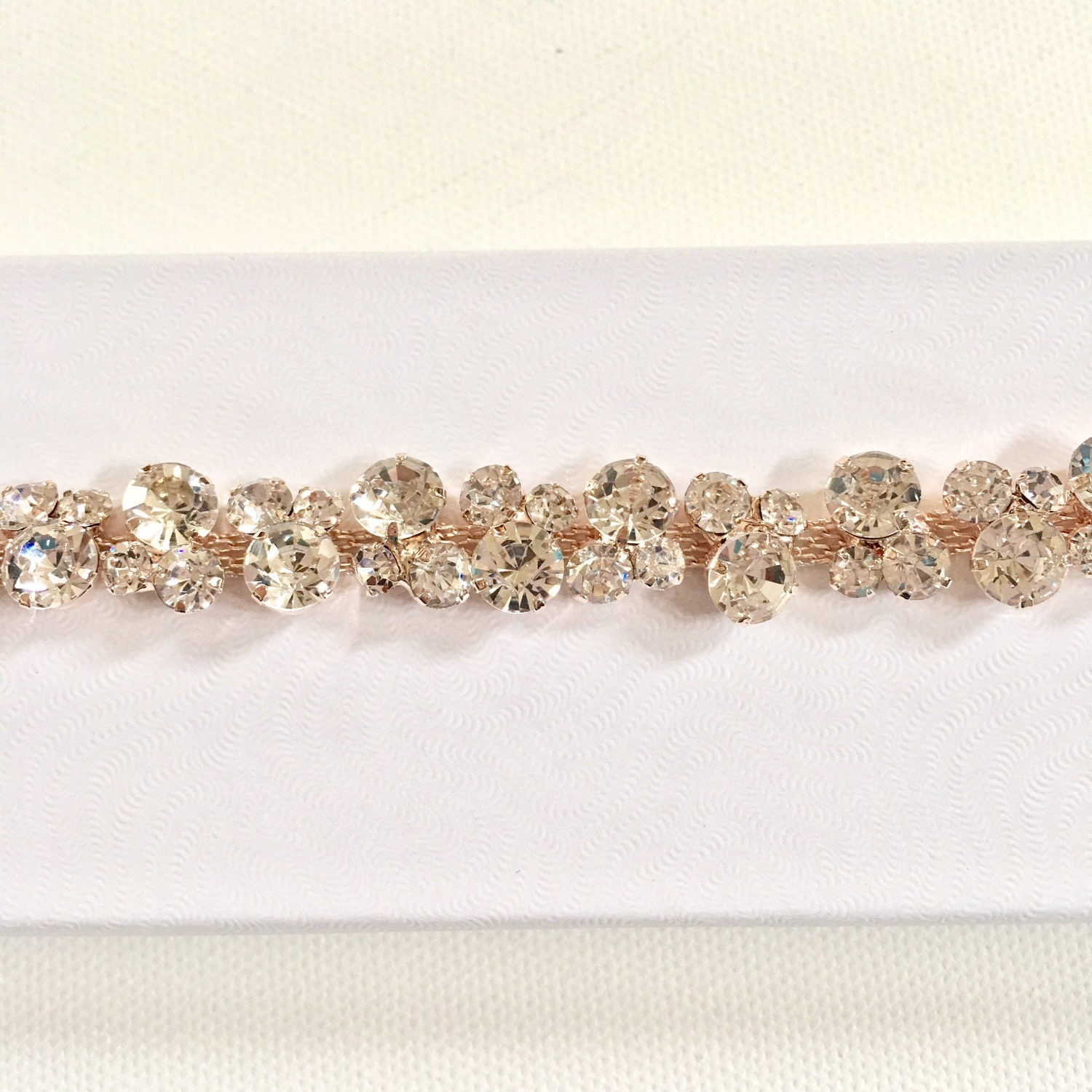 Rose Gold Rhinestone Trim by the Yard Wholesale gold Bridal Trim rose