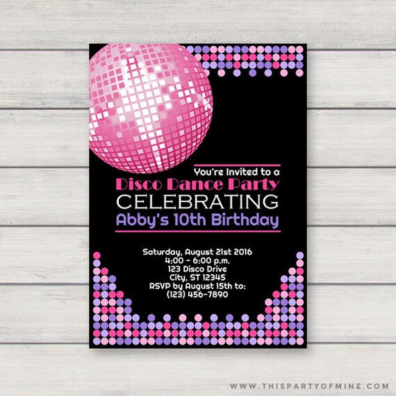 Disco Invitation PRINTABLE Retro Dance Birthday Party Invitation ...