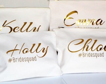 Bridesmaid make up bag, wedding favors, bridesmaid gift, Cream, thank you gift bag