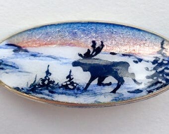 Antique Norwegian Guilloche Enamel Brooch