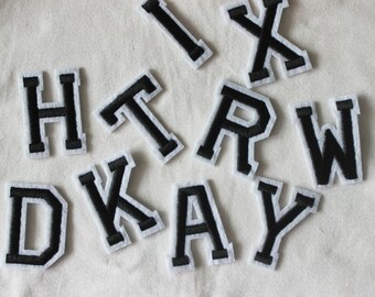 Black Embroidered iron on Letters Applique Patch,Iron On Name Letters Patch for T-Shirt or Coat,Decoration Embroidery iron on Patches