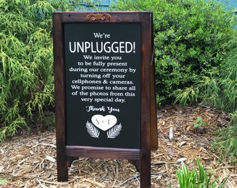 Unplugged Ceremony Sign, Unplugged Wedding Sign, Wedding Chalk Board Sign, Large Chalkboard, Chalkboard Sign, Unplugged, Rustic Frame, Ea001
