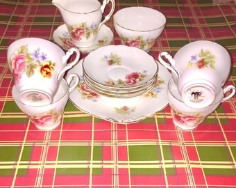 Vintage Regency Bone China Roses Tea Cup Set