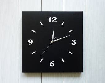 Unique modern large Wall Clock.Leather clock.Wall decor.Home decor.Black.