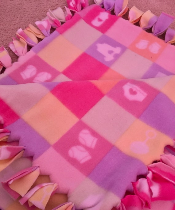 Fleece No Sew Baby Blanket Baby Girl by TheSuccessfulSAHM on Etsy