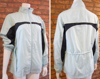 SALE Vintage Windbreaker • 90s Reebok Windbreaker • Women's Medium Pastel Blue Zip Up • 90s Athletic Running Jacket • 90s Streetwear Hip Hop