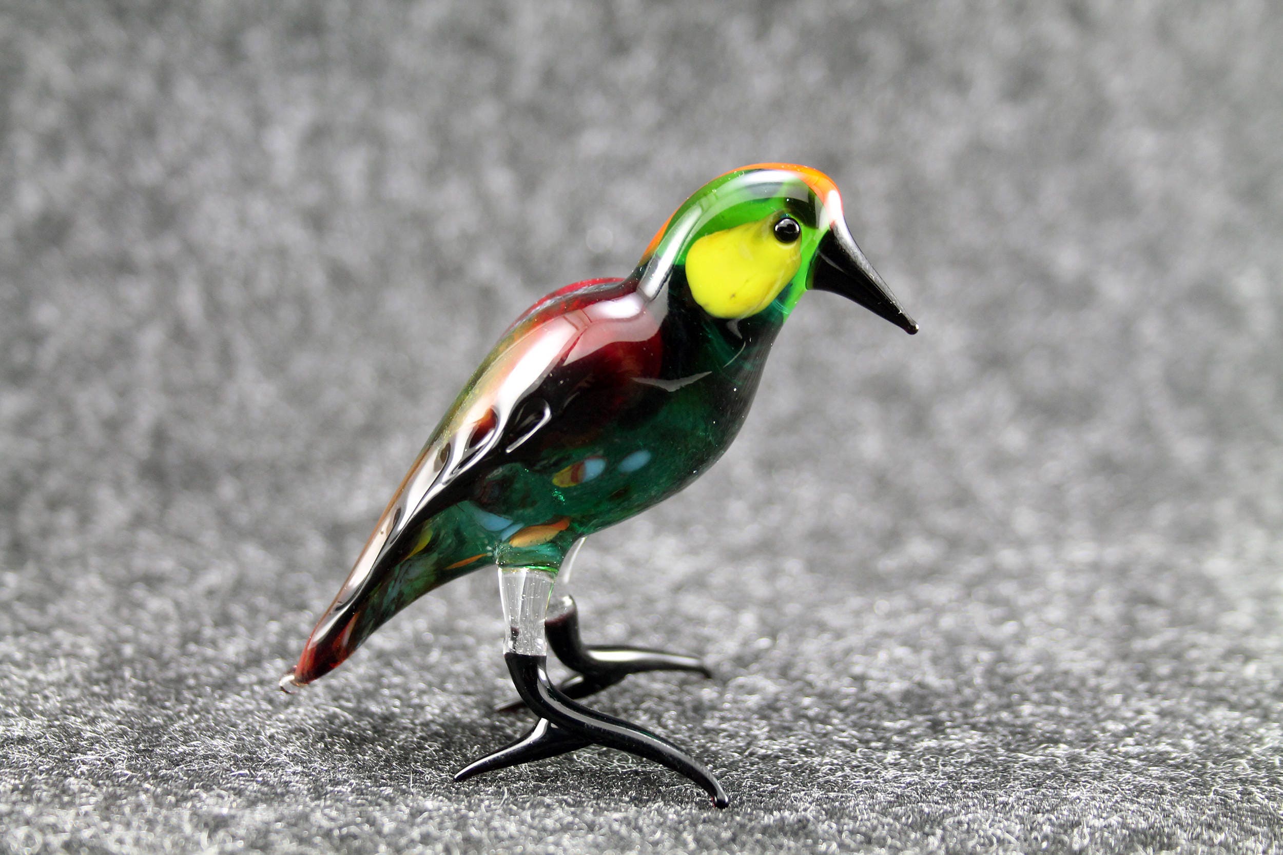 Glass Green Bird.Art Murano Glass Bird.Great Bird Gift.Glass