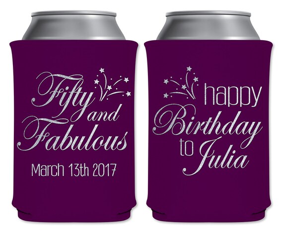 50th Birthday Party Can Coolers Customized Beverage Insulators