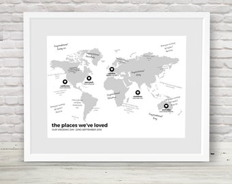 White Wedding Guest Book Alternative, Travel Theme Wedding, Guestbook map, Destination Wedding Sign, Engagement Gift, Personalised Keepsake
