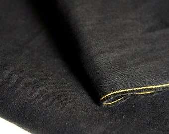 Black Organic Linen Organic Cotton Fabric by 1/4 Metre, Organic Woven Fabric, Linen Fabric, Cotton Fabric, Solid Black Fabric, Eco-friendly