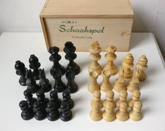 Wood Chess Set, Genuine d'Echecs Staunton, Vintage French Wooden Chess Set, Chess Gift