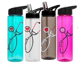 Nurse Stethoscope Water Bottle, Personalized Nurse Water Bottle, Registered Nurse Gift, Nurse Water Bottle, Nurse Graduation, Gift For Nurse