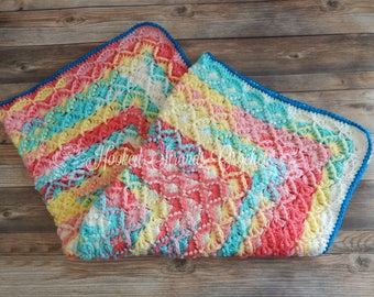 Crochet Baby blanket, Pink blanket, Turquoise blanket, Baby girl blanket, Nursery blanket, Baby shower gift, Swaddle Blanket, Girls blanket