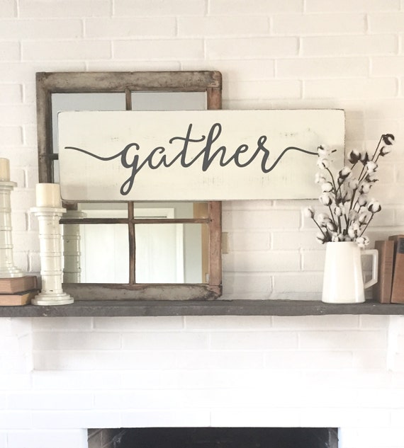 Gather wood sign rustic wall decor wall decor gather