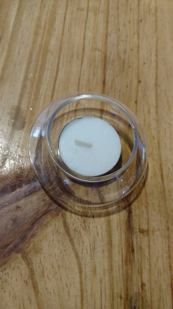 Floating glass tea light candle holder Clear glass tea light