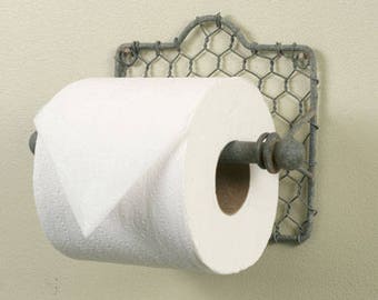 Rustic chicken wire toilet paper holder