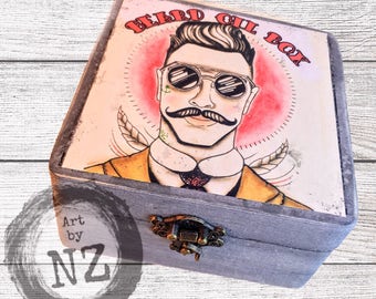 Barber beard oil box // barber gift // man birthday gift // vintage barber decor // beard care gift // beard gift // barber shop decor