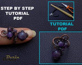 Wire wrapping PDF tutorial,jewelry tutorials,ring tutorial,beading tutorials and patterns,wire wrapped jewelry,wire wrapped ring,PDF pattern