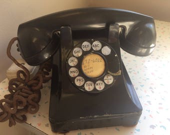 Antique Bell System Black Rotary Telephone - Western Electric Company Vintage Phone