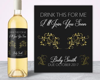 Pregnancy Announcement Ideas, Pregnancy Reveal, We're Preggers, We're Expecting Personalized Wine Label Ready to Pop Baby Announcement Ideas