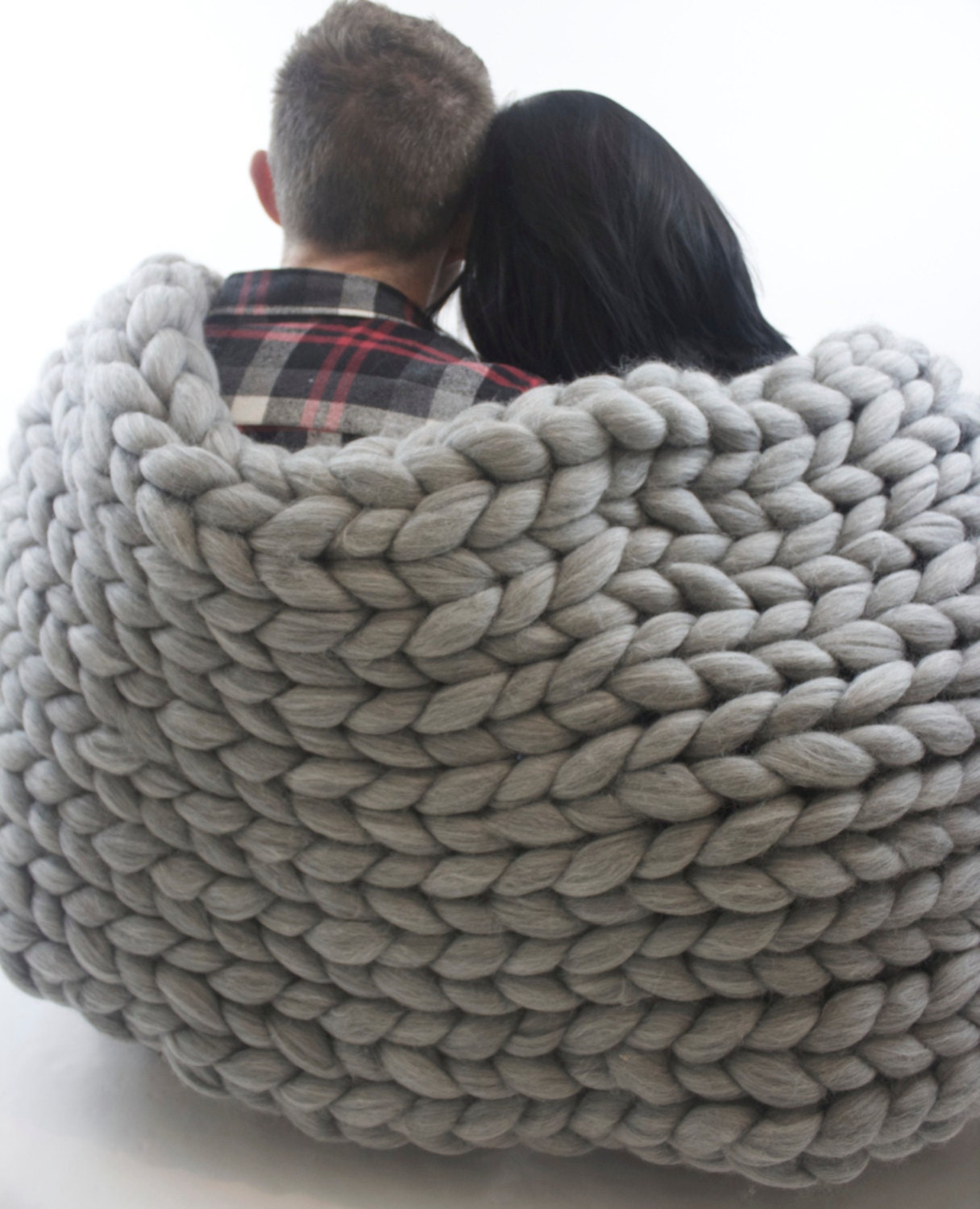 Chunky knit blanket Chunky knit throw Arm knitted by SaintWools