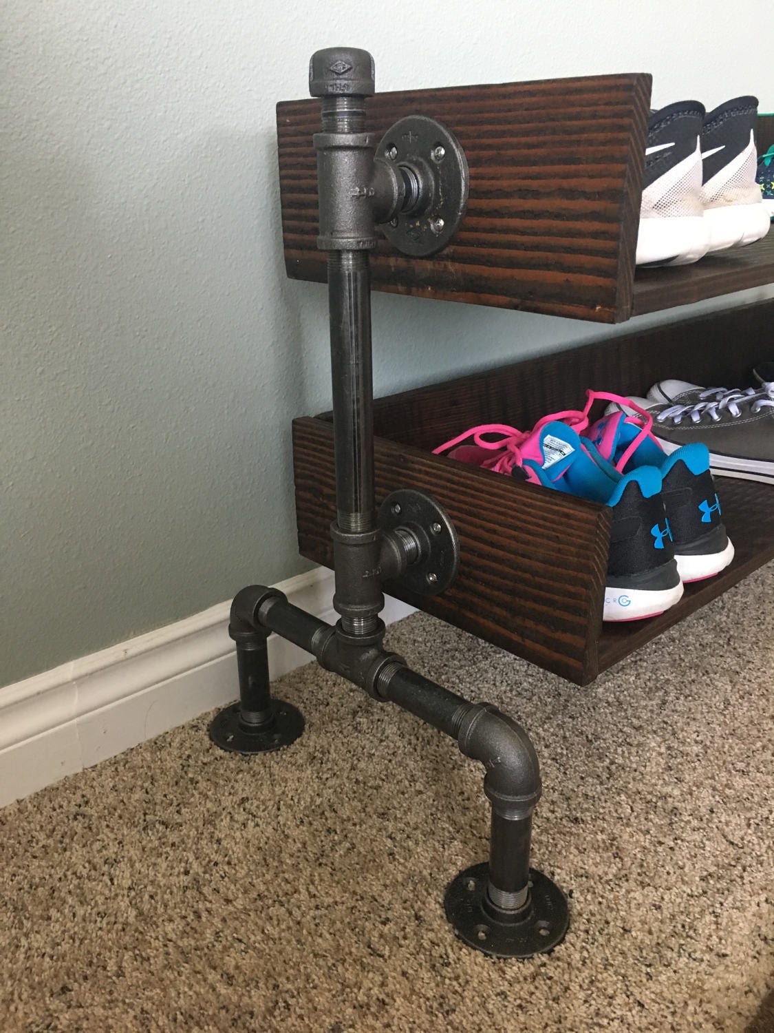 Industrial Pipe Shoe Rack / Reclaimed Wood by DeercreekFurnishings
