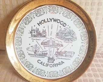 Vintage Gold Plate Hollywood California collectable souvenir 22 Karat