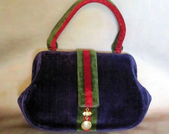 Royal Purple Velvet Roberta di Camarino purse
