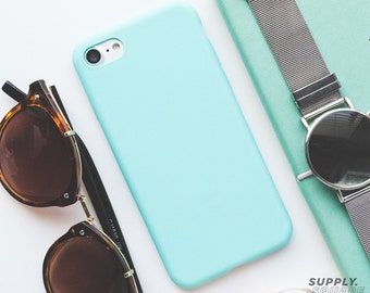 iPhone Case - Matte Aqua - Rubber iPhone Case, iPhone Case Aqua, iPhone 7 Case, Minimalist iPhone Case, Soft iPhone Case, Matte Aqua Case
